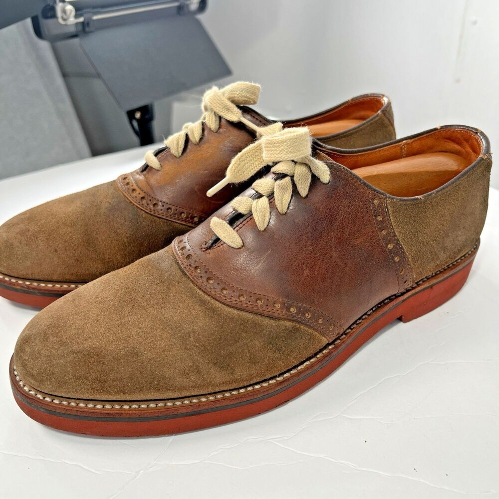 Vintage Cole Haan Leather Saddle Shoes Tan Brown Made In USA Men Size 8.5 narrow